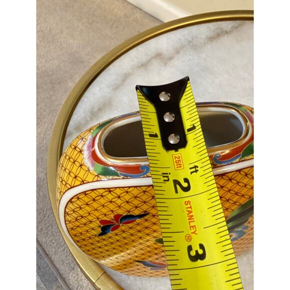 1981 Takahashi San Francisco Hand Decorated Cloisonné-Style Ceramic Vase 5” x 5” - Picture 9 of 9